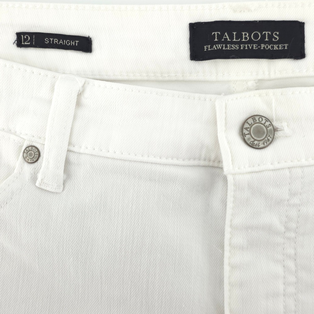 Talbots Womens Jeans Flawless Five-Pocket Straight 12 White Classic Stretch - Picture 3 of 8